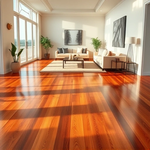 Hardwood floor replacement in a bright Naples living room with modern decor and abundant natural light.