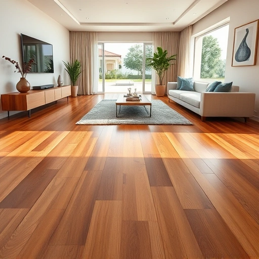 Completed wood flooring in a modern villa, showcasing polished hardwood and minimalistic furnishings in Villas, FL.