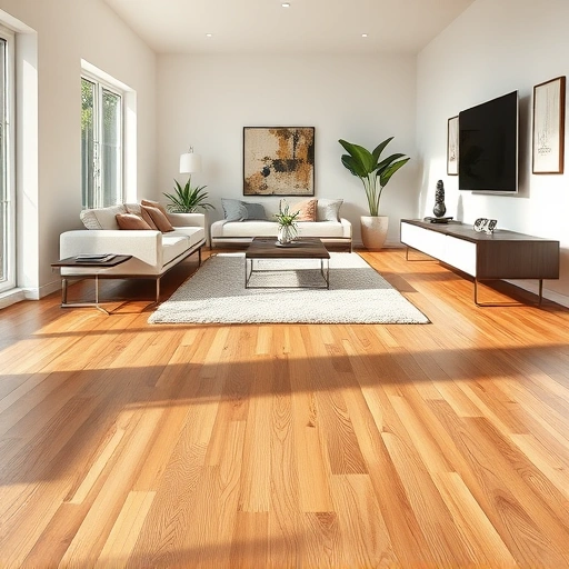 Stunning hardwood flooring installation in Sarasota featuring warm tones and intricate grain patterns in a modern living room.