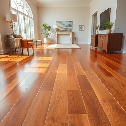Beautifully installed wooden flooring in a well-lit space, showcasing rich grains and textures with elegant decor.