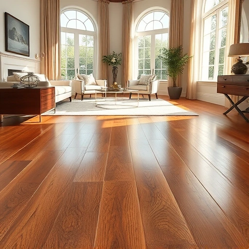 Luxurious hardwood flooring installation in Orlando, FL, featuring rich tones, intricate grain, and elegant decor.