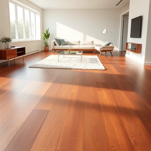 Completed hardwood flooring project in modern living room with natural light and minimalist decor in Golden Gate FL.