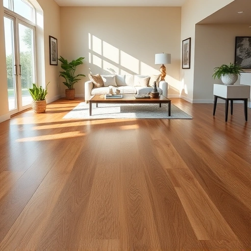 Completed wood flooring installation in Punta Rassa FL showcasing rich oak finish and modern decor in natural light.