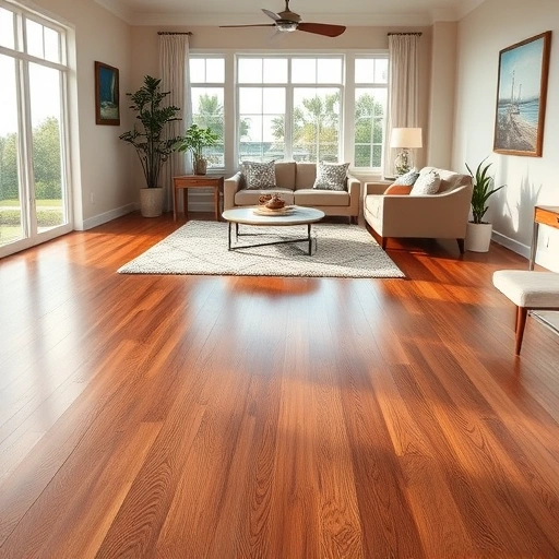 Completed wood flooring installation in Isles of Capri FL featuring rich tones, intricate grains, and elegant furnishings.