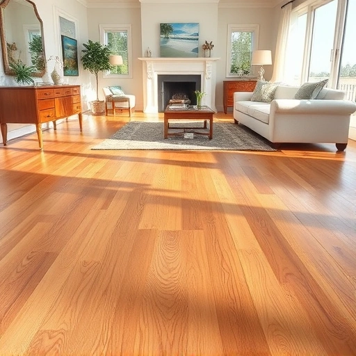 Hardwood floor squeak repair in Naples FL with seamless transitions, warm tones, and coastal decor ambiance.