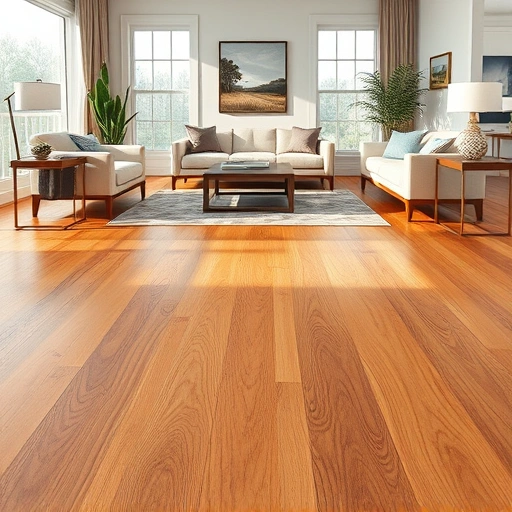 Hardwood floor scratch repair in a modern living room in Naples, highlighting rich wood tones and craftsmanship.