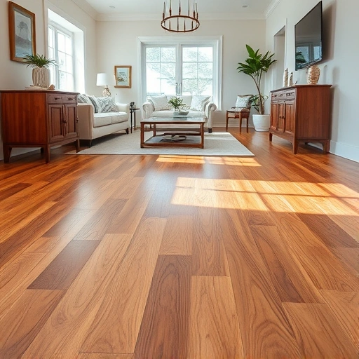Hardwood floor trim installation in a beautifully decorated Naples room with rich wood tones and coastal decor.