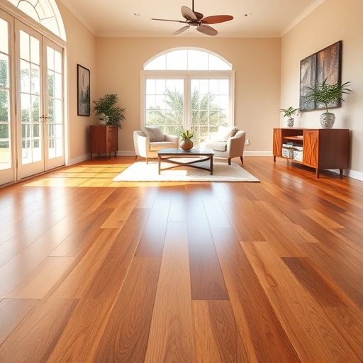 Wood flooring installation in Chokoloskee FL highlights natural oak grains and glossy finish in a sunlit room.