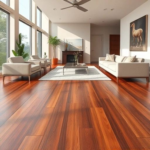 Luxurious hardwood flooring in a spacious Miromar Lakes room with modern furniture and natural light.