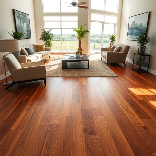 Completed wood flooring installation in Punta Rassa FL with polished hardwood, elegant furniture, and inviting decor.