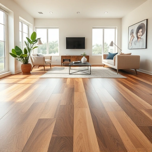 Completed flooring installation in North Fort Myers with wood tones, modern decor, and natural light enhancing the space.