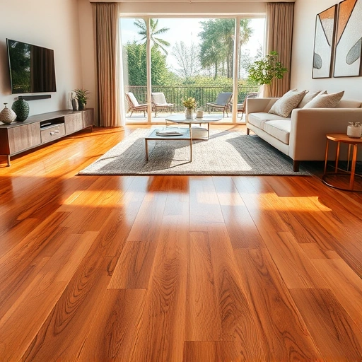 Completed wood flooring installation in Miromar Lakes FL featuring warm hardwood, glossy finish, and elegant decor.