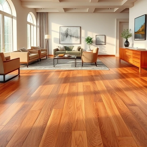 Completed wood flooring installation in Orlando FL with warm tones, grain patterns, polished finish, and elegant decor.
