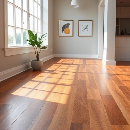Hardwood floor transition strip installation in Naples FL with polished wood and modern interior decor.