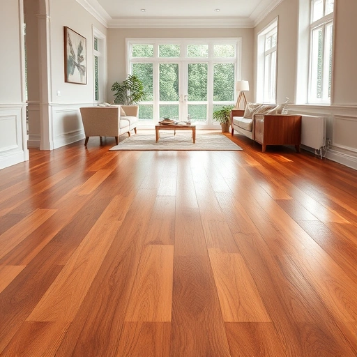 Luxurious hardwood flooring installation in a bright Estero room with elegant decor and polished finish.