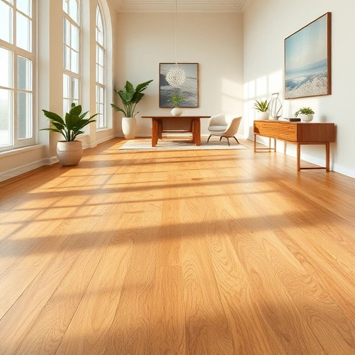 Completed flooring installation in Everglades City FL featuring honey-toned wood, natural light, and minimalist decor.