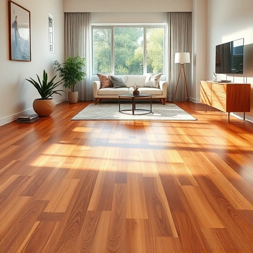 Beautifully installed hardwood floor in San Carlos Park, FL, showcasing rich tones and elegant decor in soft lighting.