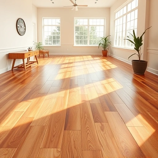 Completed hardwood flooring installation in Goodland, FL, features warm tones, intricate grain, and a modern interior.