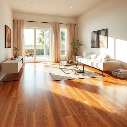Luxurious hardwood flooring in Isles of Capri, FL, illuminated by sunlight, surrounded by modern furnishings and decor.