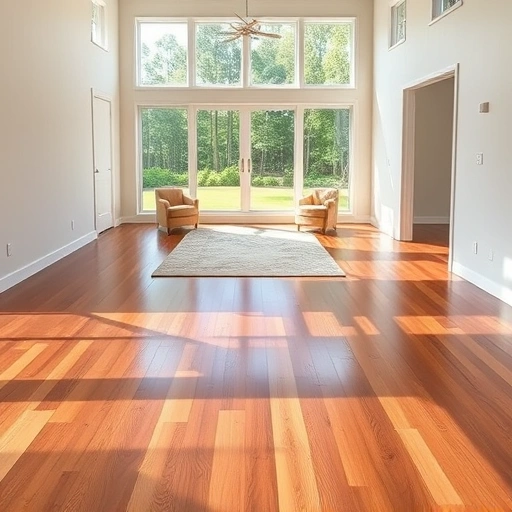Completed hardwood flooring installation in McGregor FL featuring a spacious living area with natural light and elegant decor.