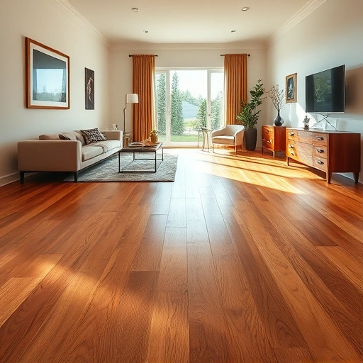 Completed oak wood flooring installation in St. James City FL with warm tones and minimalist decor for a serene ambiance.