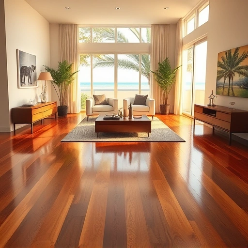 Stunning hardwood flooring in Marco Island FL with modern decor and warm lighting creates an elegant atmosphere.