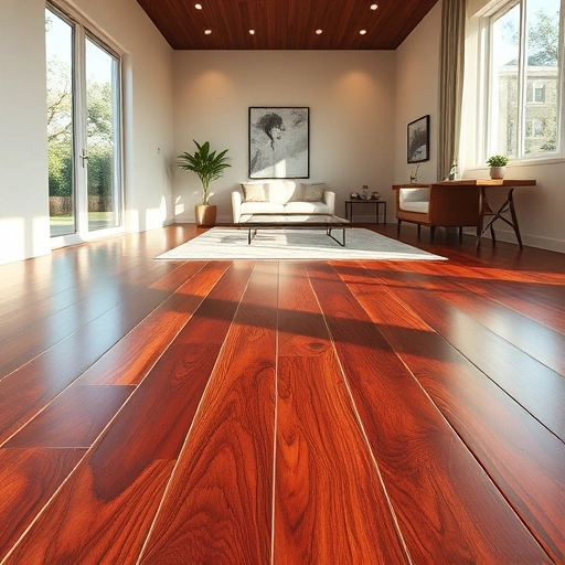 Perfectly installed mahogany wood flooring in Gateway FL, showcasing polished planks in a stylish, inviting interior.