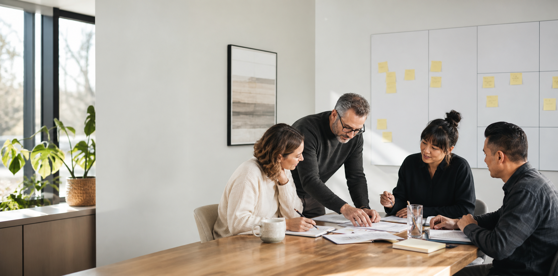 Business owners working together on a practical business plan