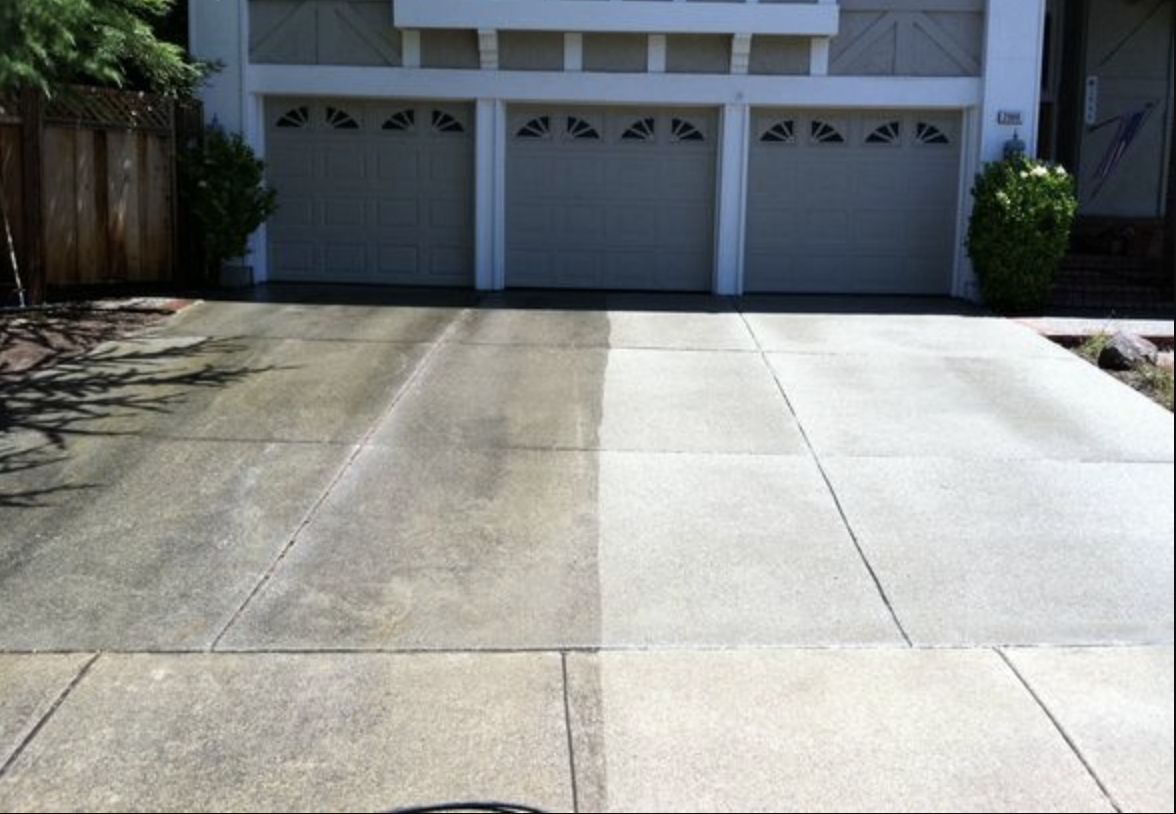 Pressure washing driveway before and after — Rinse Pros AZ