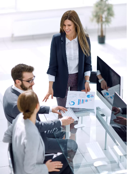 Advisor presenting finance options to a business team