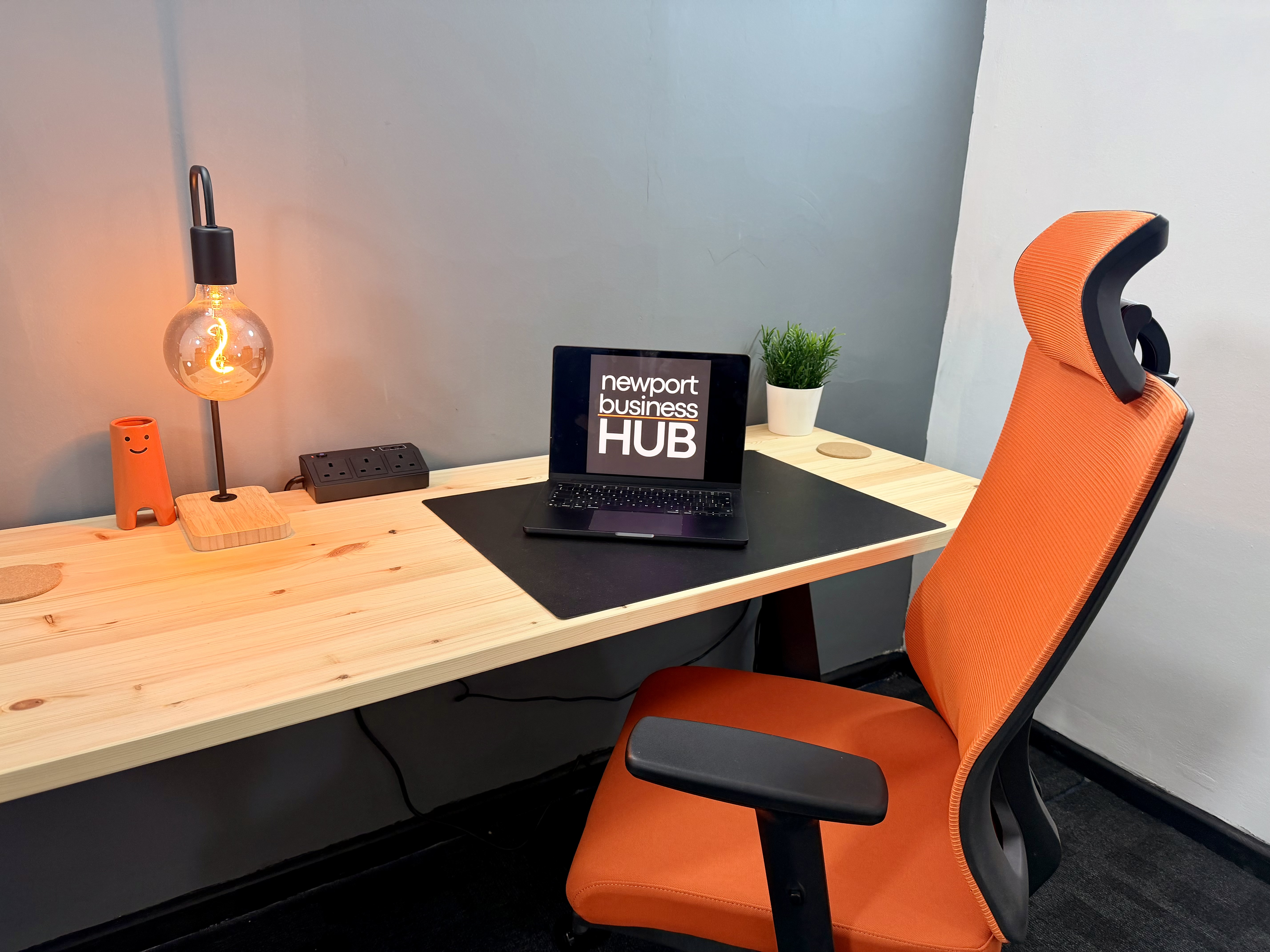 Hot desk at Newport Business Hub
