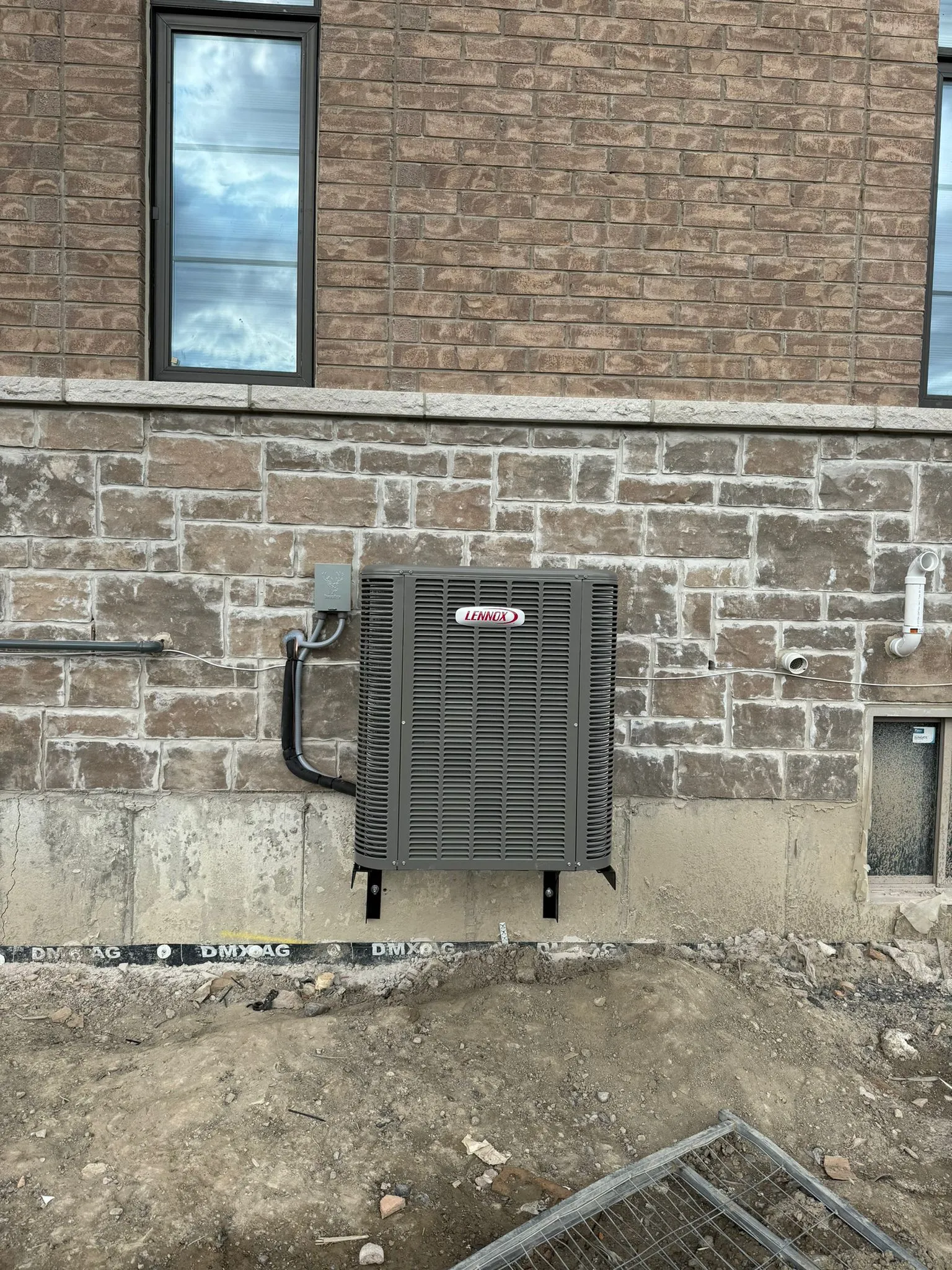 Air conditioning system installed outside a home
