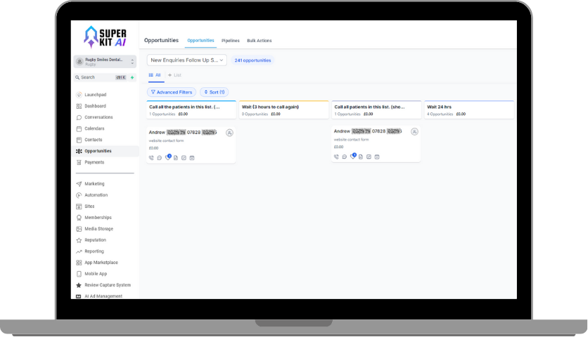 Screenshot showing teh AI CRM sales funnel