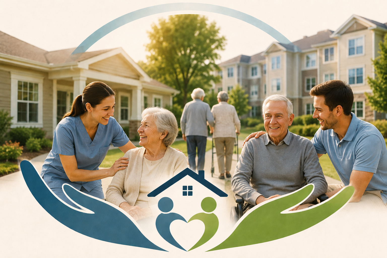 Nursing home staff providing compassionate resident care