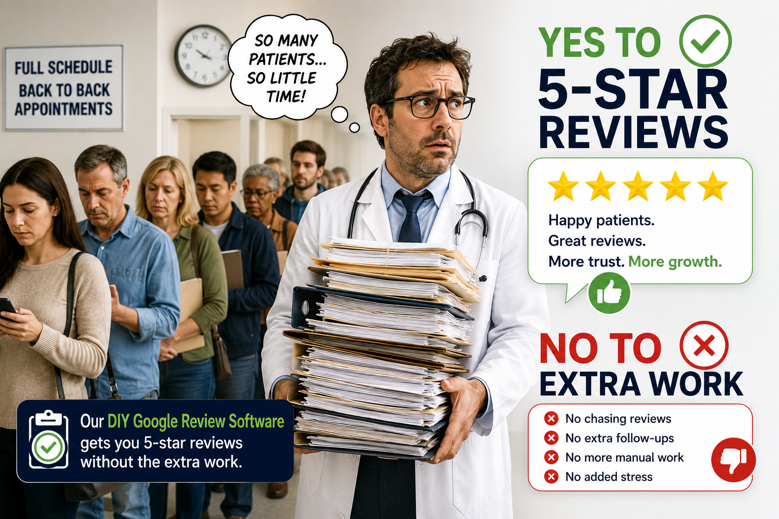 Doctor responding to patient reviews from one dashboard