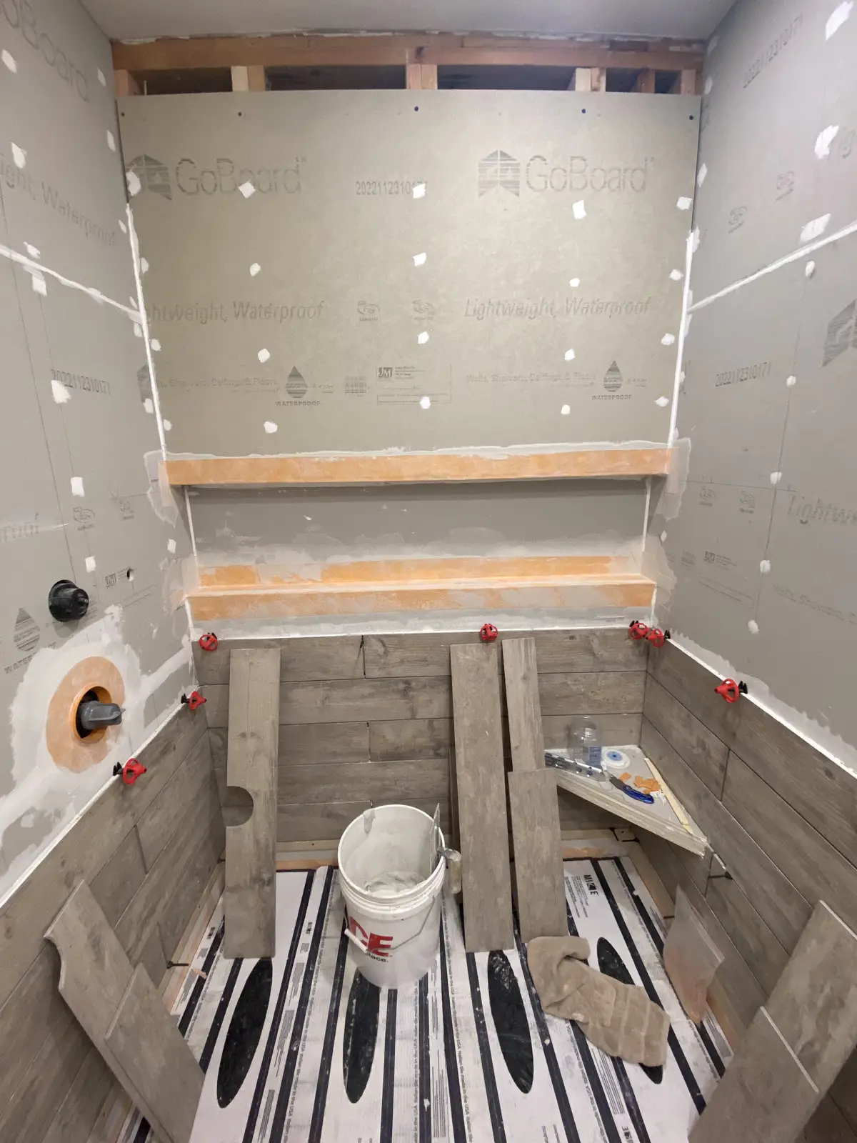 62 Candy Rd, Mohnton, PA 19540: Bathroom remodel at 62 Candy Rd featuring GoBoard waterproof backer panels, a by Webster C...