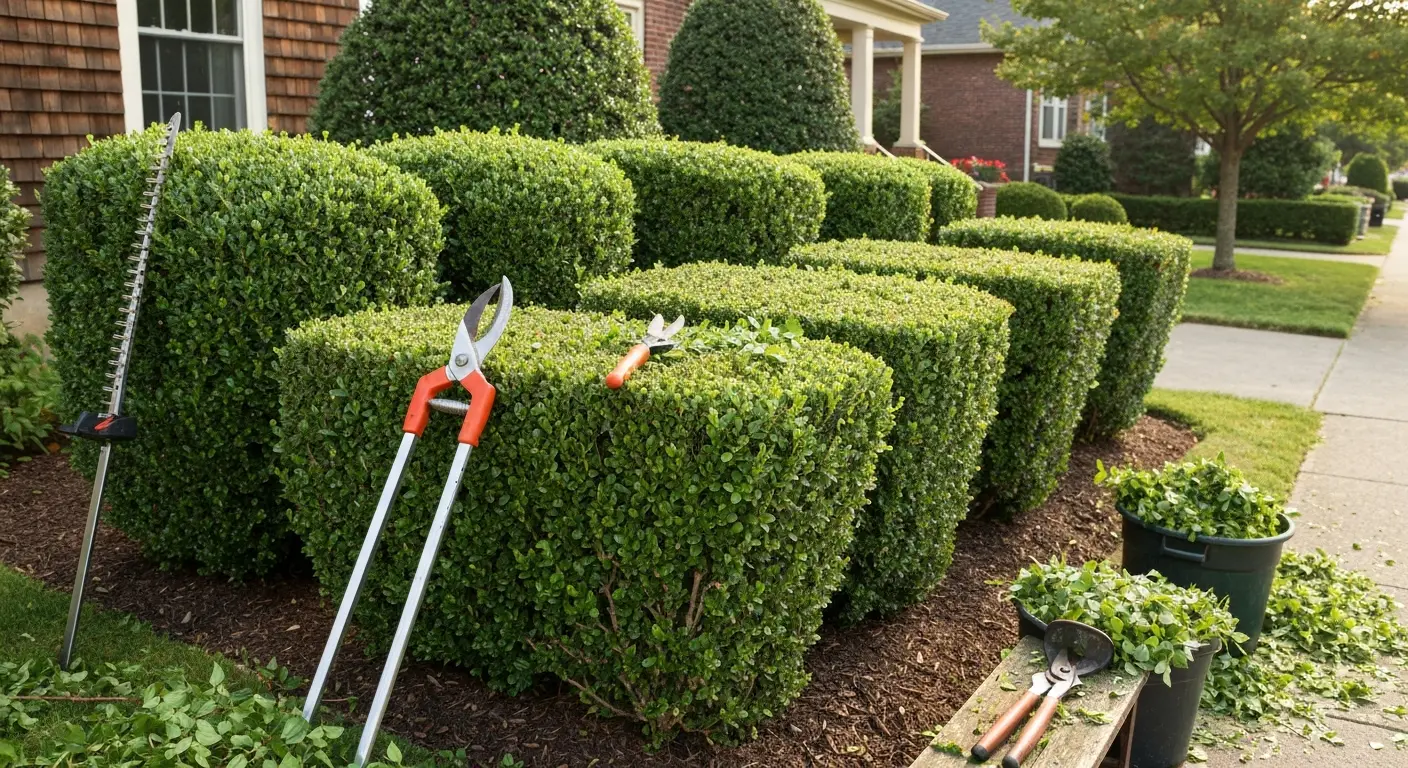 Informal hedge maintenance near Greenwood neighborhoods