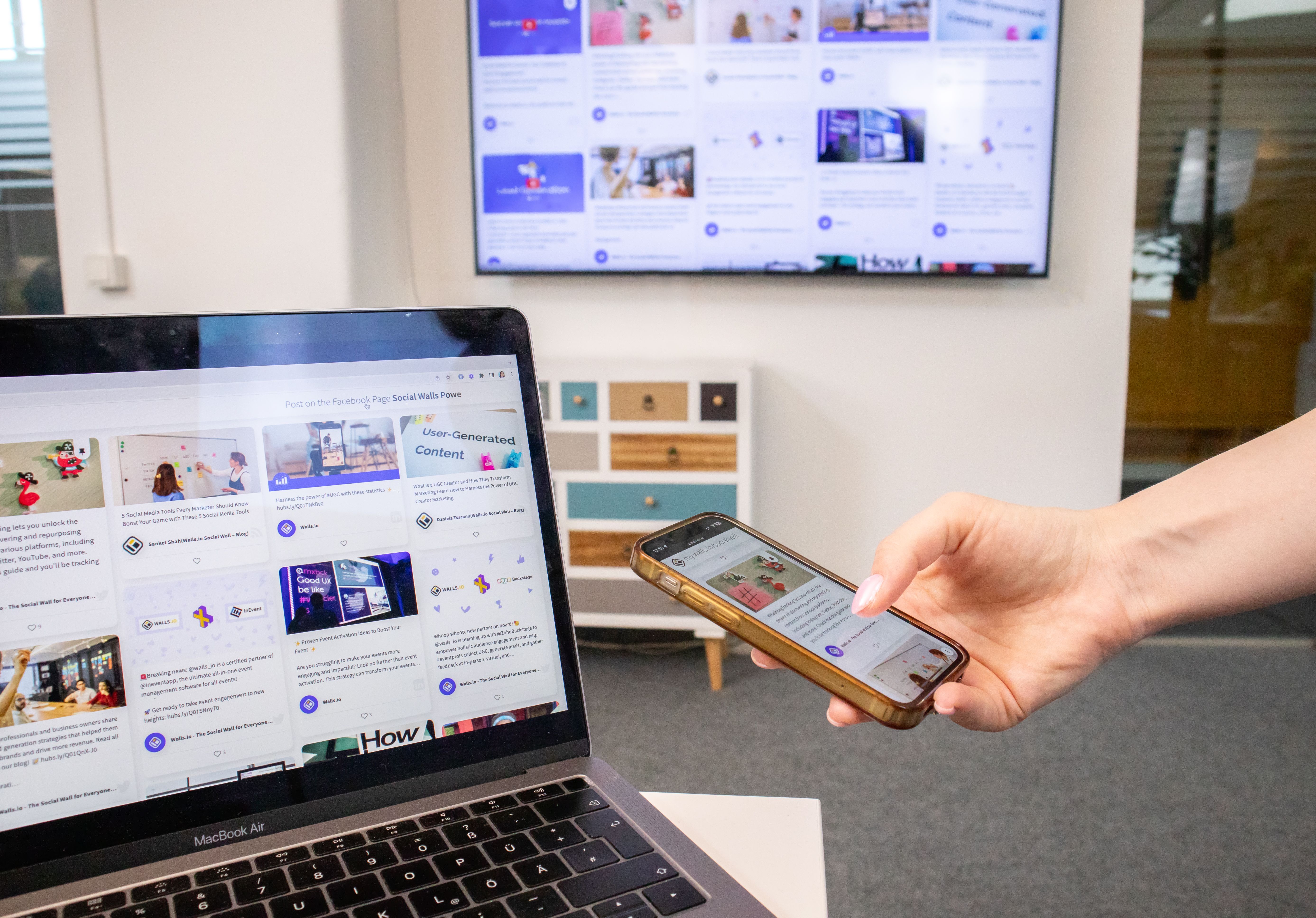 electronic devices in an office