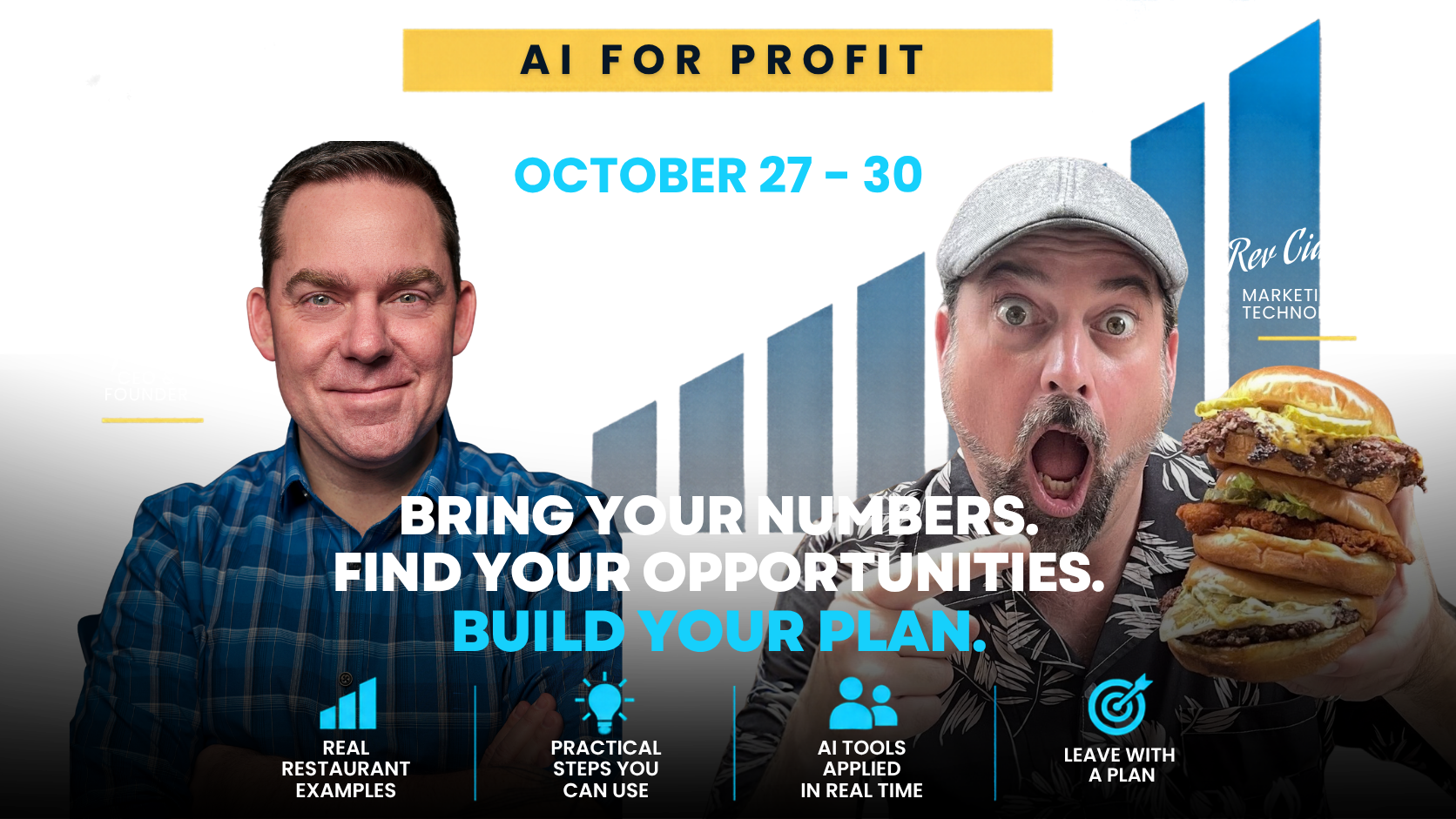 AI for Profit workshop with Chip Klose and Rev Ciancio, October 27–30, 3–4 PM ET, live online