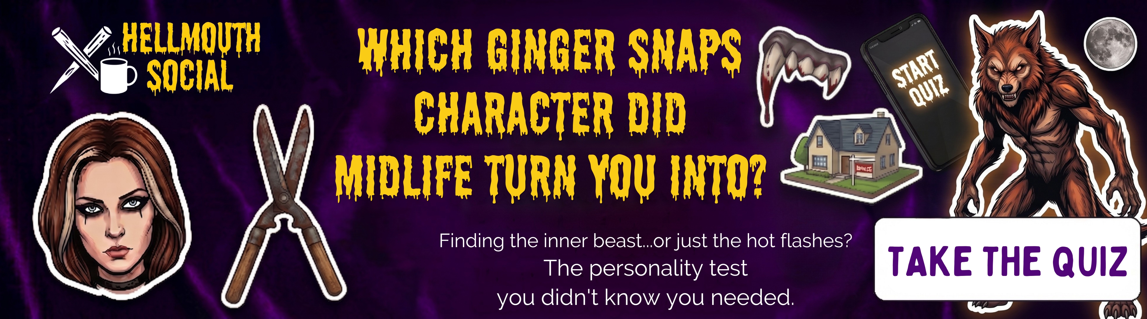 marketing banner for Ginger Snaps movie character personality test for Xennials