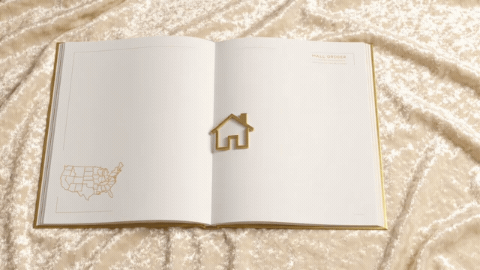 single house icon multiplies and travels outward across a simplified outline map of the continental United States