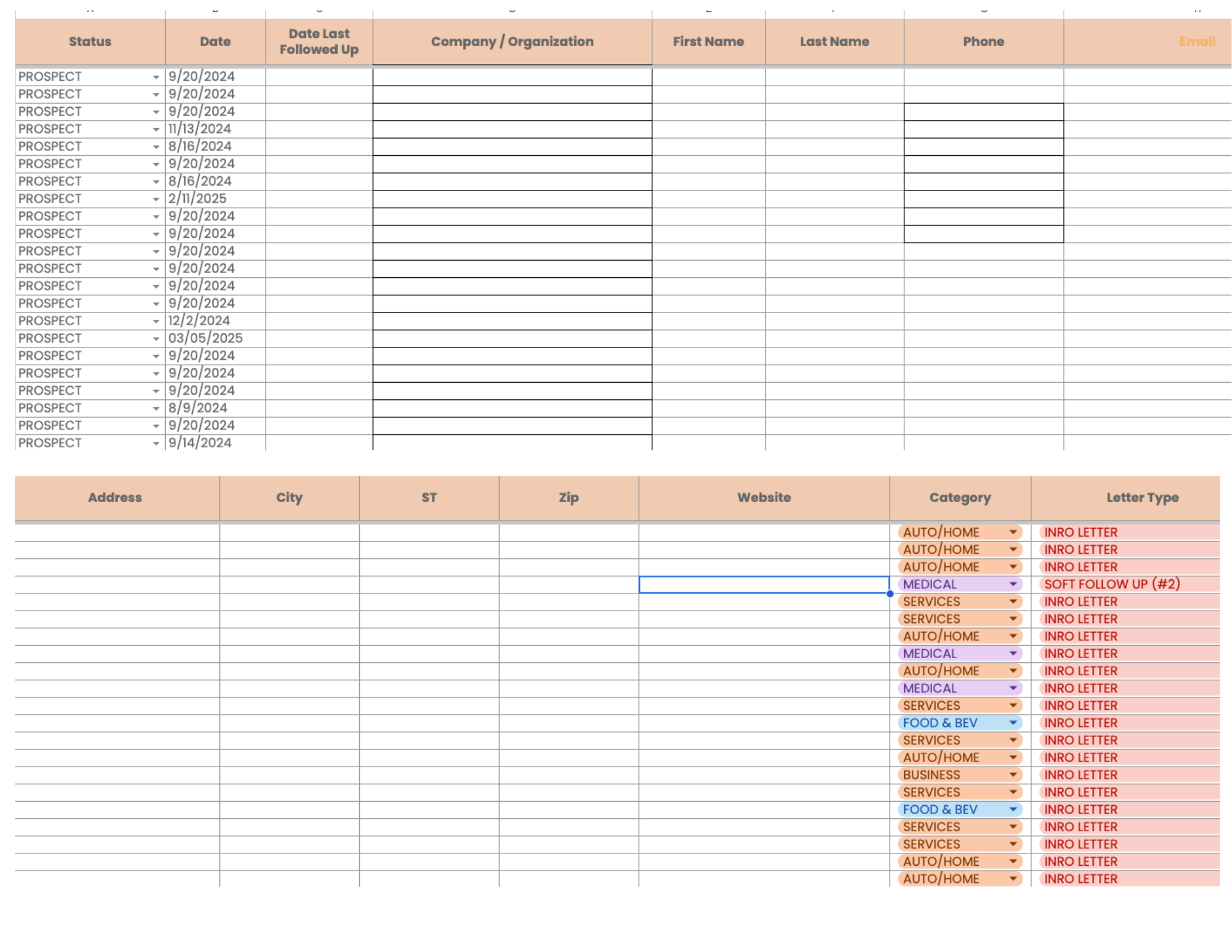 CRM details sample portfolio