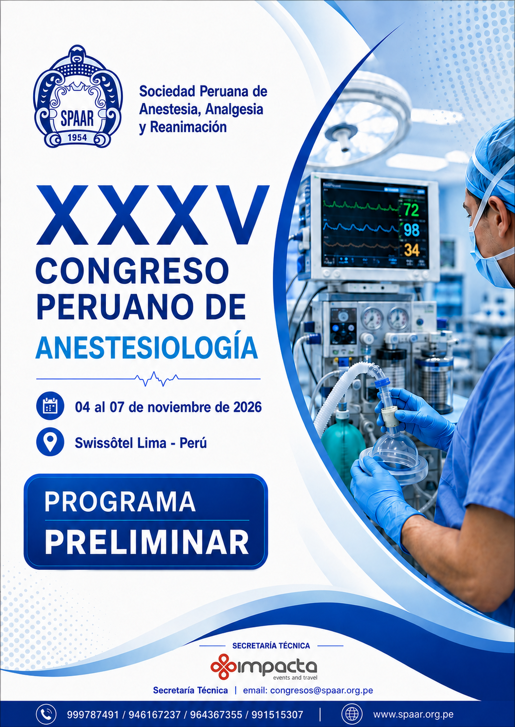 Programa Preliminar del XXXV Congreso Peruano de Anestesiología 2026