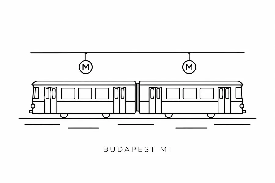 Flash tattoo design: line drawing of the M1 metro line