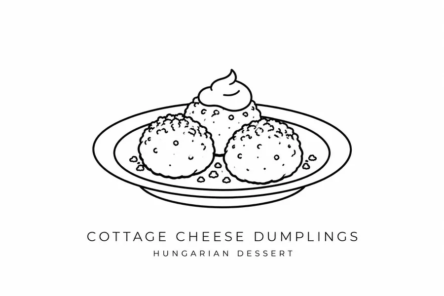 Flash tattoo design: line drawing of cottage cheese dumplings