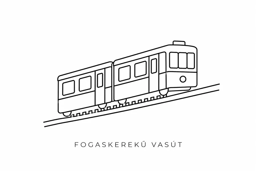 Flash tattoo design: line drawing of the cog railway