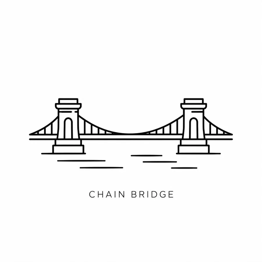 Flash tattoo design: line drawing of Chain Bridge