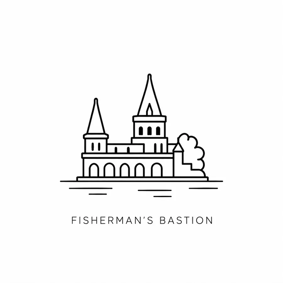 Flash tattoo design: line drawing of Fisherman's Bastion