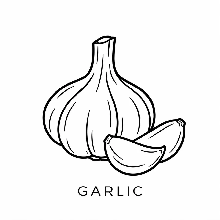 Flash tattoo design: line drawing of garlic