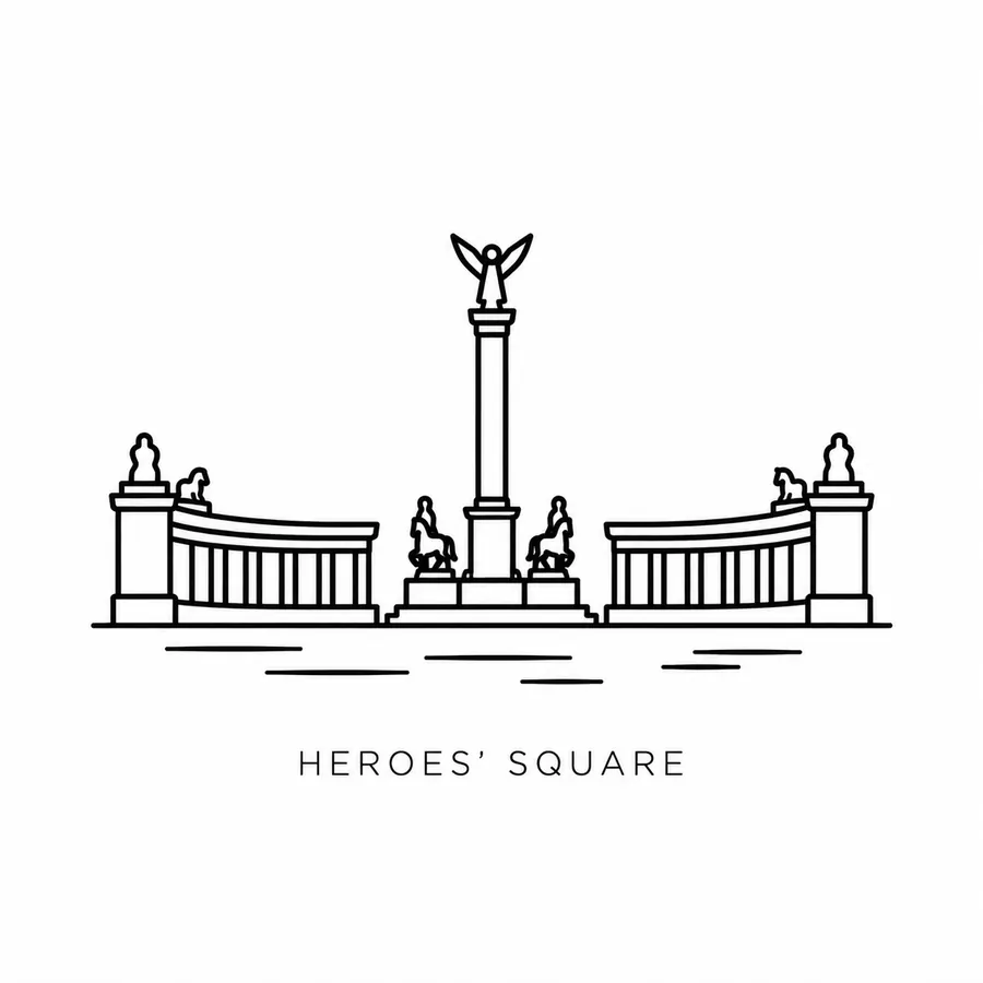 Flash tattoo design: line drawing of Heroes' Square